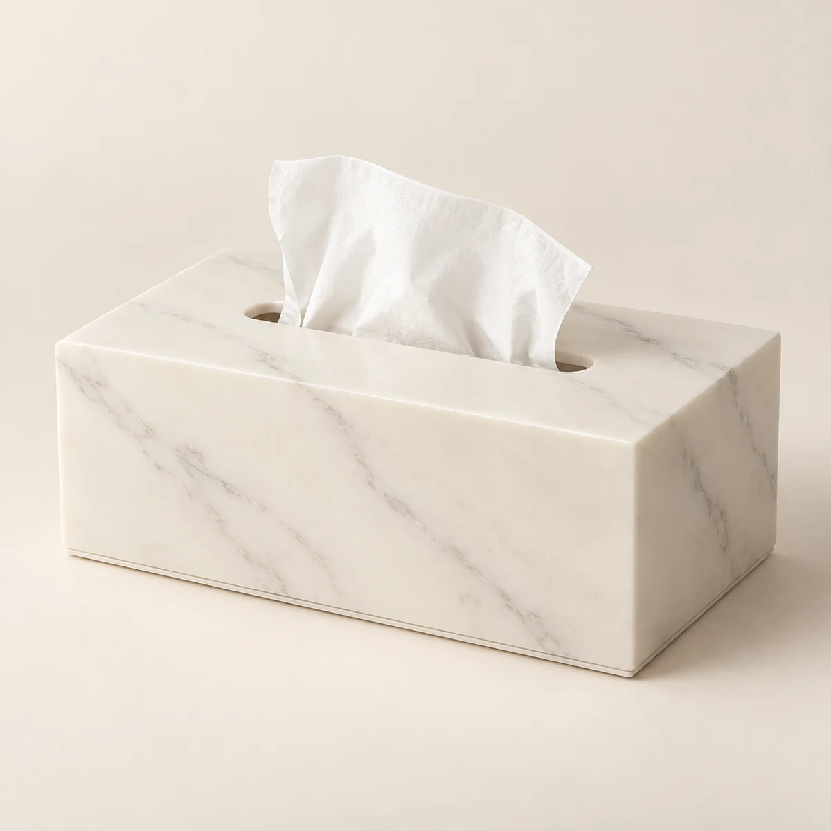 Alba Rectangle marble-pattern tissue holder, Ivory white