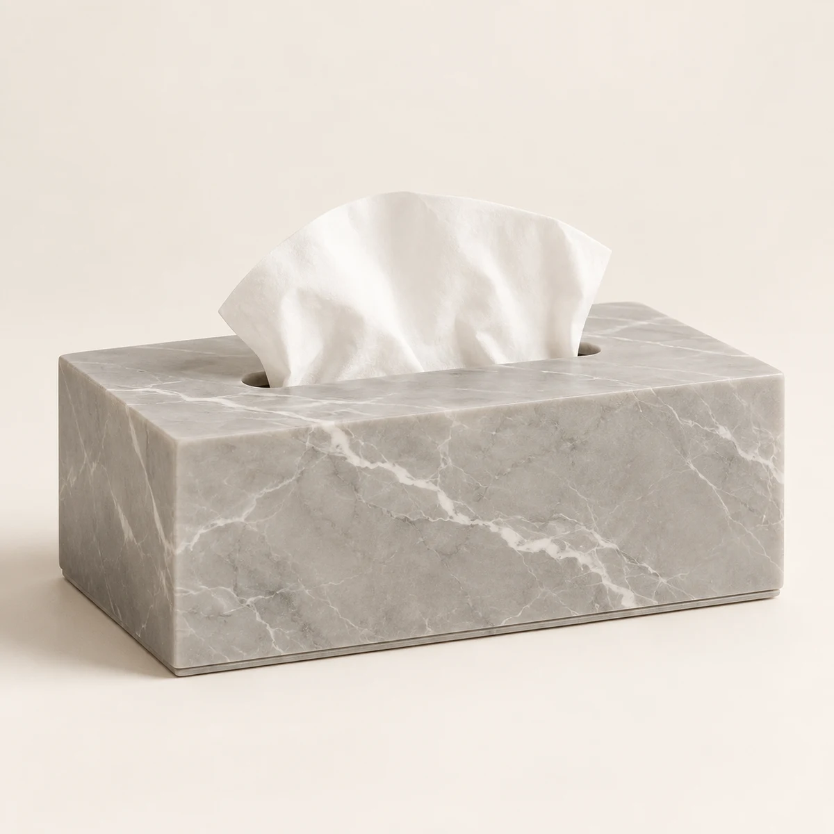 Mist Rectangle marble-pattern tissue holder, Mist gray